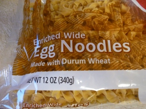 Cook 12 oz. of egg noodles as the package directs.